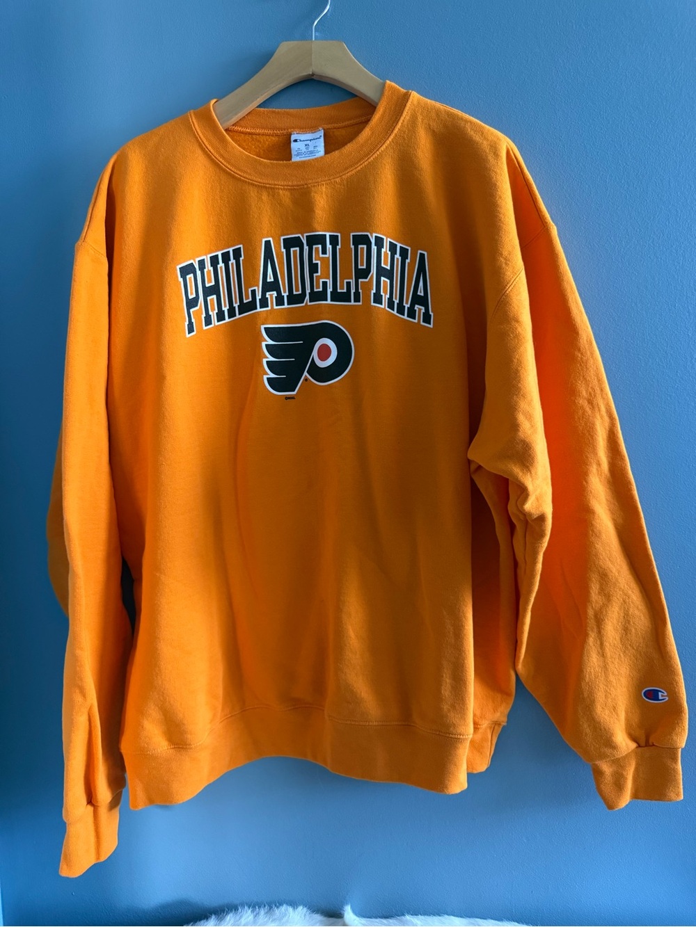 Champion Philadelphia Flyers Men’s Orange  Long Sleeve Crew Sweatshirt